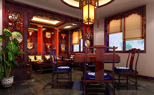 金山古典中式风格茶楼包间设计装修效果图