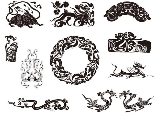 金山龙纹和凤纹的中式图案